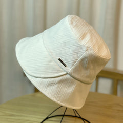 Striped Embossed Split Bucket Hat Solid Sunscreen Fisherman Cap