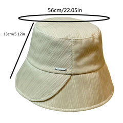 Striped Embossed Split Bucket Hat Solid Sunscreen Fisherman Cap