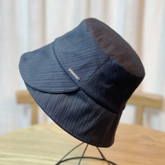 Striped Embossed Split Bucket Hat Solid Sunscreen Fisherman Cap