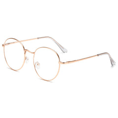 Round Clear Lens Glasses Stylish Metal Frame Anti Light Glasses