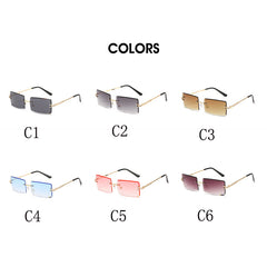 Rectangle Rimless Sunglasses Casual Gradient Glasses UV400