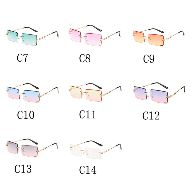 Rectangle Rimless Sunglasses Casual Gradient Glasses UV400