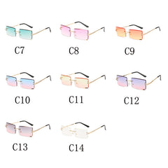 Rectangle Rimless Sunglasses Casual Gradient Glasses UV400