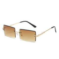 Rectangle Rimless Sunglasses Casual Gradient Glasses UV400