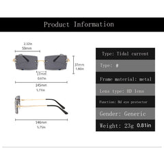 Rectangle Rimless Sunglasses Casual Gradient Glasses UV400