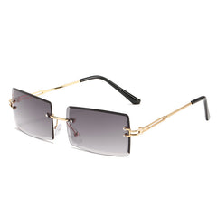 Rectangle Rimless Sunglasses Casual Gradient Glasses UV400