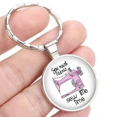 Sewing Machine Keychain Sew Much Fabric Sew Little Time Pendant Key Ring