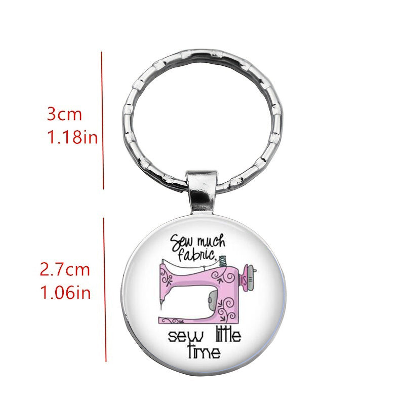 Sewing Machine Keychain Sew Much Fabric Sew Little Time Pendant Key Ring