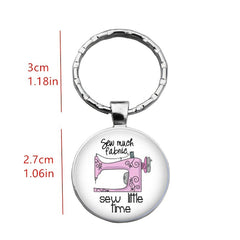 Sewing Machine Keychain Sew Much Fabric Sew Little Time Pendant Key Ring