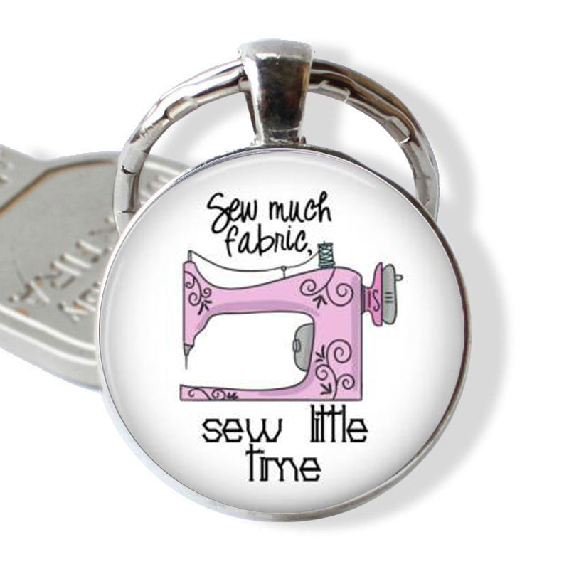Sewing Machine Keychain Sew Much Fabric Sew Little Time Pendant Key Ring