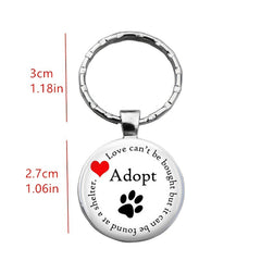 Red Heart Love Dog Paw Gem Keychain For Men