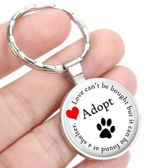 Red Heart Love Dog Paw Gem Keychain For Men