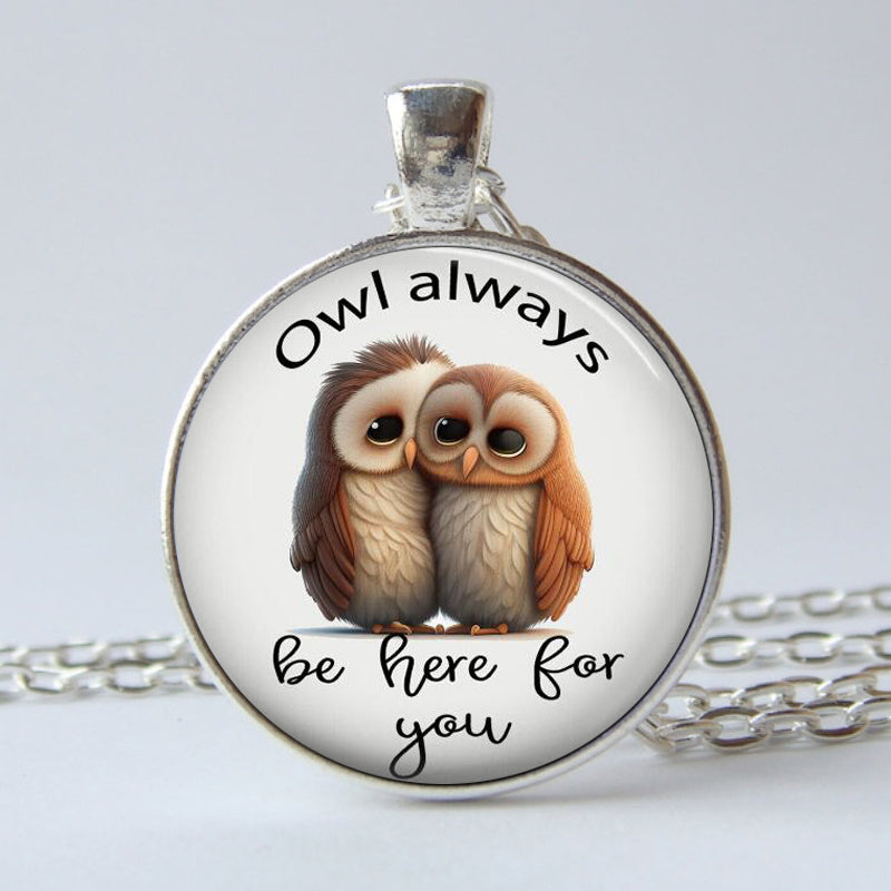 Owl Always Be Here For You Time Stone Keychain Necklace