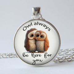 Owl Always Be Here For You Time Stone Keychain Necklace