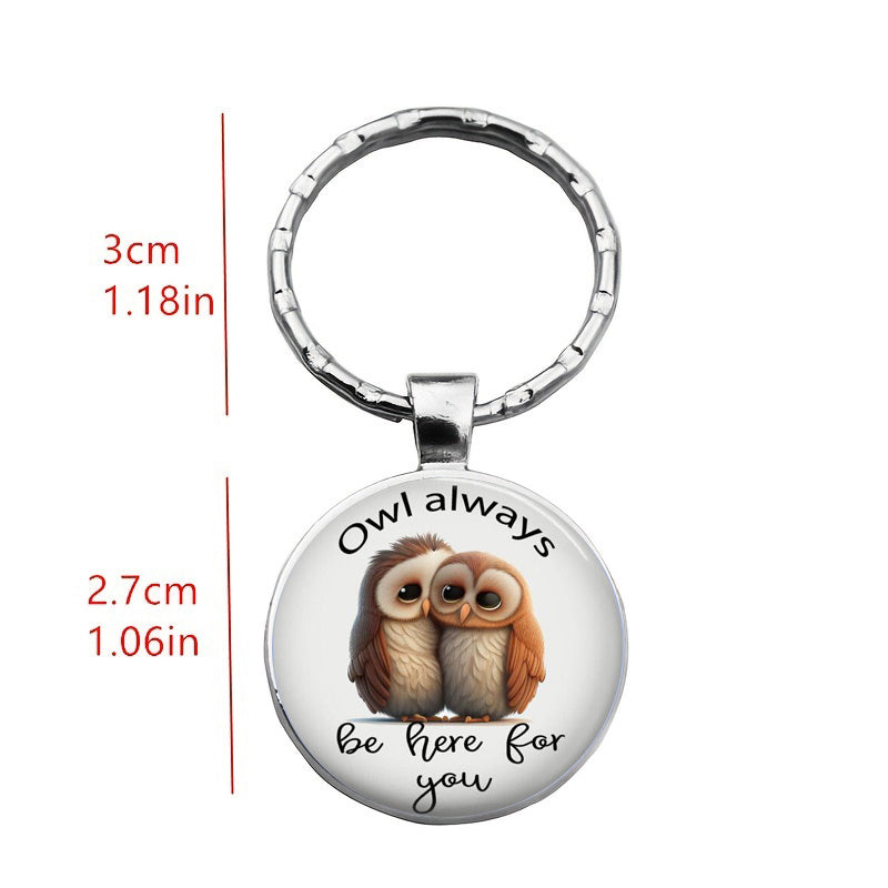 Owl Always Be Here For You Time Stone Keychain Necklace