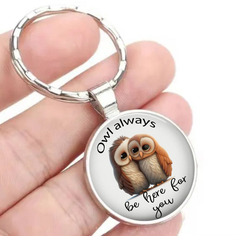 Owl Always Be Here For You Time Stone Keychain Necklace
