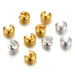 100Pcs 3mm 4mm Round Crimp End Beads Jewelry Making Findings