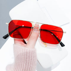 Men's Square Slim Metal Frame Street Style Sun Glasses