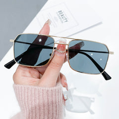 Men's Square Slim Metal Frame Street Style Sun Glasses