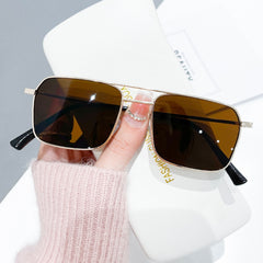 Men's Square Slim Metal Frame Street Style Sun Glasses