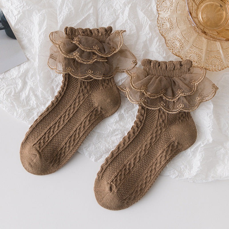 Lace Ruffled Thin Princess Knit Socks Soft Comfortable Breathable Socks