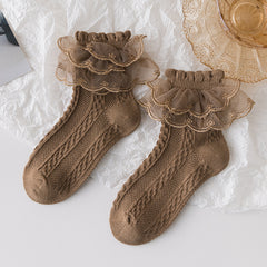 Lace Ruffled Thin Princess Knit Socks Soft Comfortable Breathable Socks