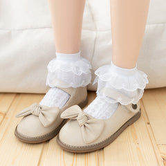 Girls Lace Trim Mesh Socks Comfortable Breathable Short Crew Socks