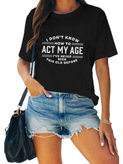 Letter Print Sports T-shirts Crew Neck Short Sleeve Summer Casual Tops