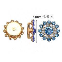 10pcs 14mm Rhinestone Flower Buttons Crystal Glass Clothes Decoration