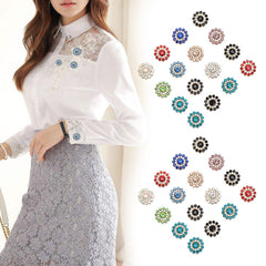 10pcs 14mm Rhinestone Flower Buttons Crystal Glass Clothes Decoration