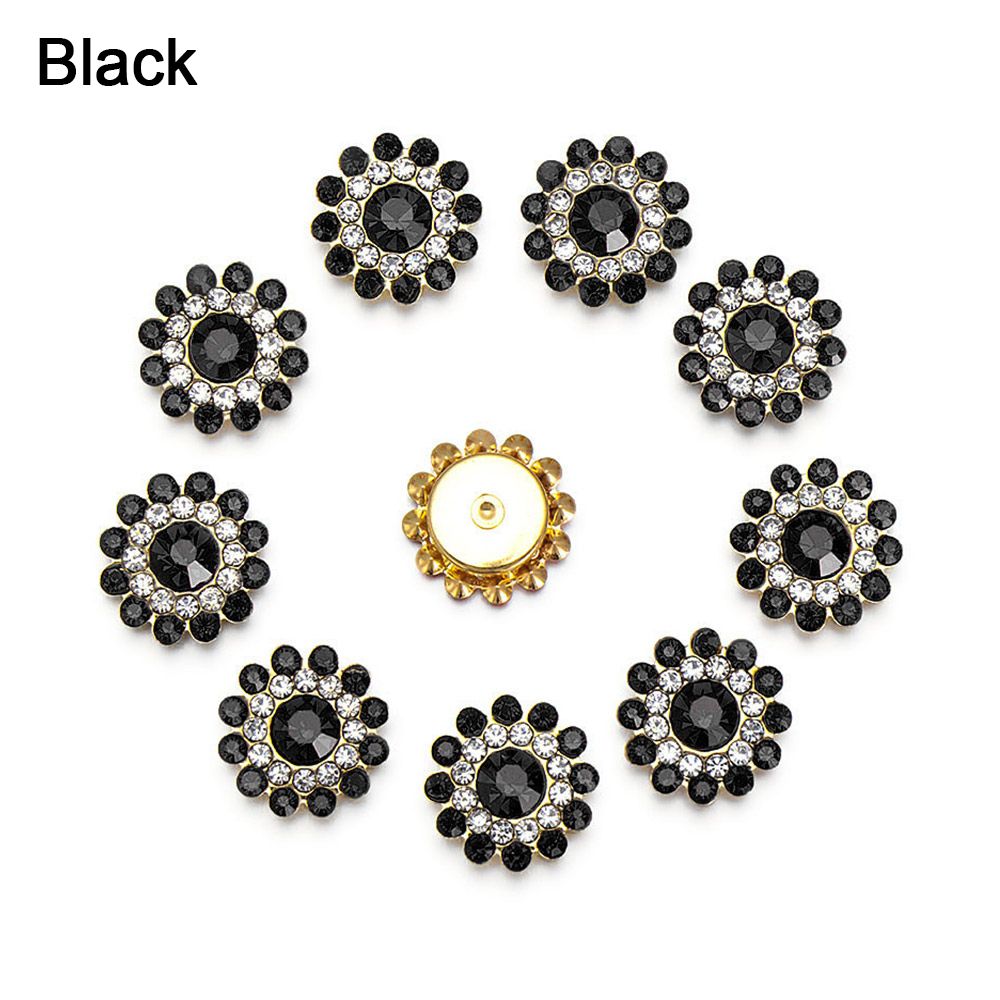 10pcs 14mm Rhinestone Flower Buttons Crystal Glass Clothes Decoration