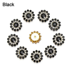 10pcs 14mm Rhinestone Flower Buttons Crystal Glass Clothes Decoration