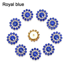10pcs 14mm Rhinestone Flower Buttons Crystal Glass Clothes Decoration