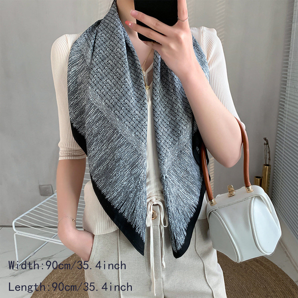 French Style Satin Square Scarf Bandana Silk Head Wrap Sunscreen Towel