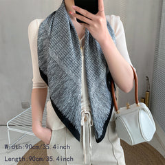 French Style Satin Square Scarf Bandana Silk Head Wrap Sunscreen Towel