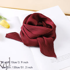 Solid Crinkle Ribbon Silk Scarf Neck Tie Headband