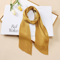Solid Crinkle Ribbon Silk Scarf Neck Tie Headband