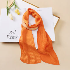 Solid Crinkle Ribbon Silk Scarf Neck Tie Headband
