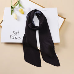 Solid Crinkle Ribbon Silk Scarf Neck Tie Headband