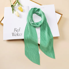 Solid Crinkle Ribbon Silk Scarf Neck Tie Headband