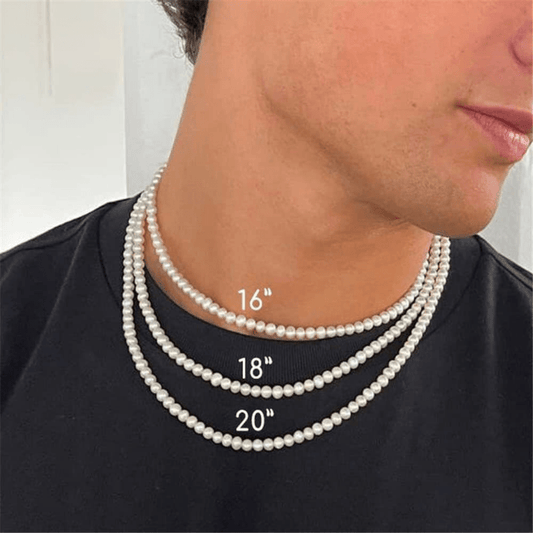 Men's Pearl Bead Necklace Strand Jewelry