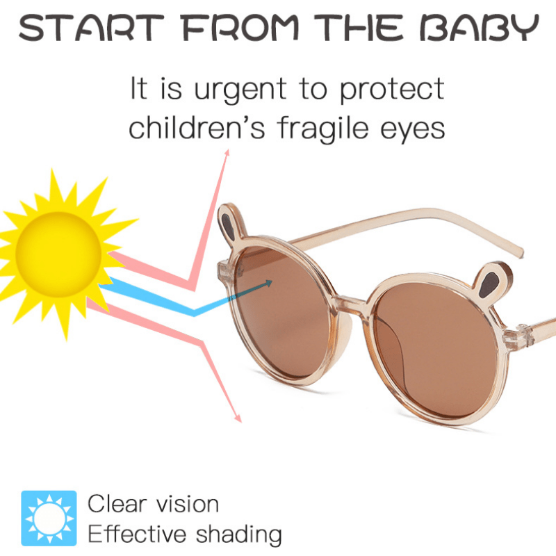 Girls Bunny Ear Round Frame Sunglasses UV Protection Sunshade Summer