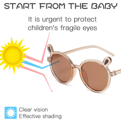 Girls Bunny Ear Round Frame Sunglasses UV Protection Sunshade Summer