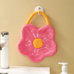 Quick Dry Hand Towel Coral Fleece Flower Shape for Kitchen Bathroom Camping