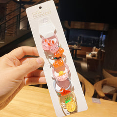 10pcs Rainbow Hair Ties Girls Hair Accessories Crown Flowers Fruits Bow Knot