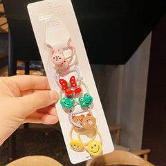 10pcs Rainbow Hair Ties Girls Hair Accessories Crown Flowers Fruits Bow Knot