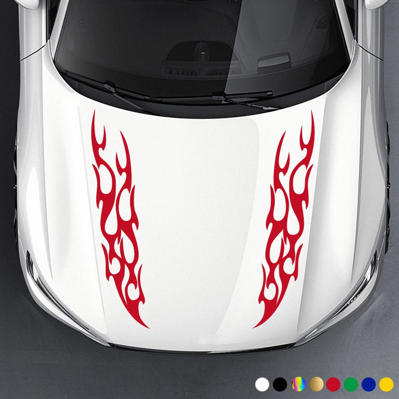 2pcs Racing Flames Fire Decal Hood Decals Vinyl Decal