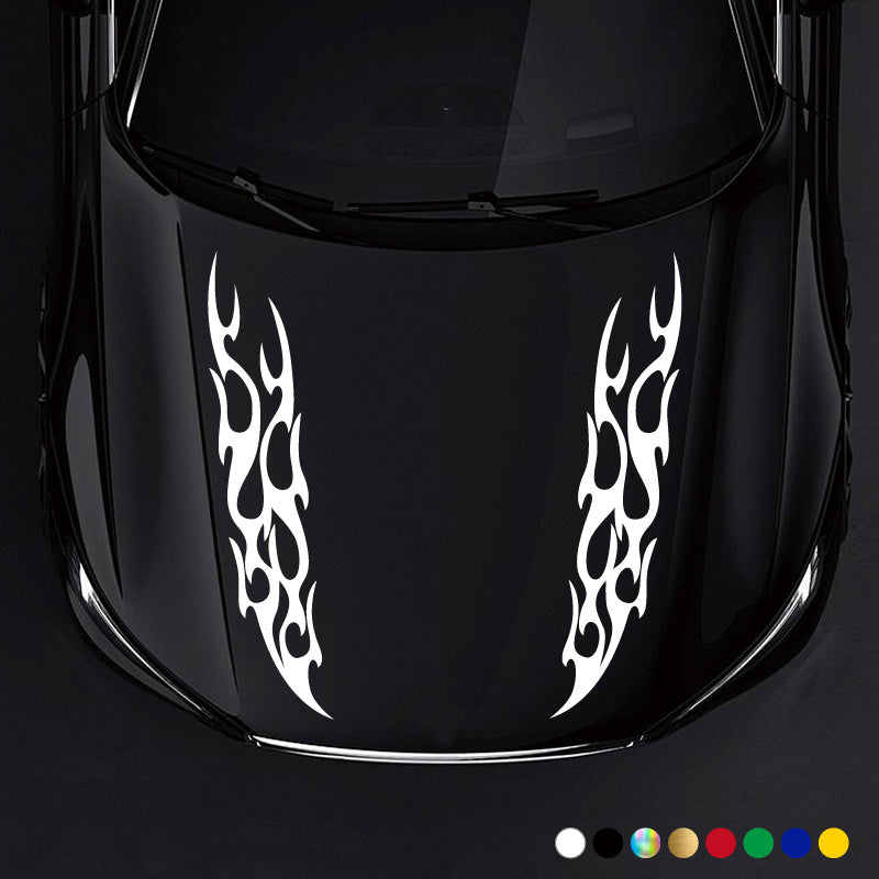 2pcs Racing Flames Fire Decal Hood Decals Vinyl Decal
