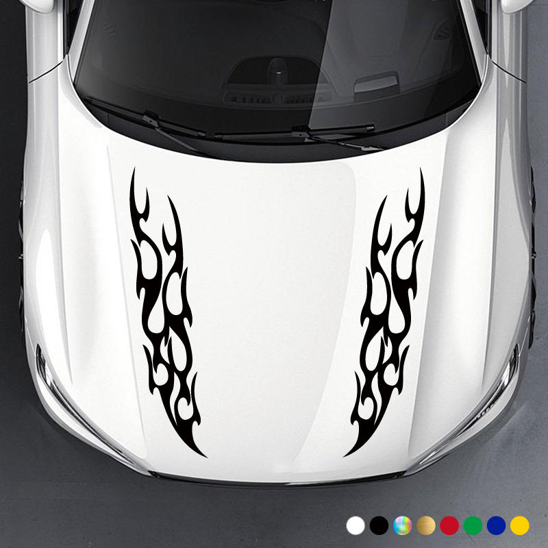 2pcs Racing Flames Fire Decal Hood Decals Vinyl Decal