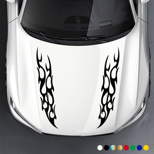 2pcs Racing Flames Fire Decal Hood Decals Vinyl Decal